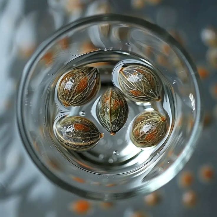 Semillas de cannabis germinando en agua